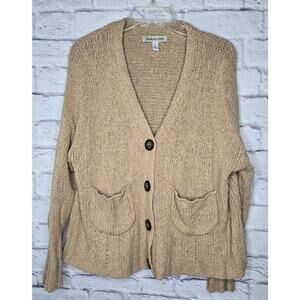 Urban Outfitters Oversized Knit Cardigan Sweater Tan Boyfriend Chunky Small.